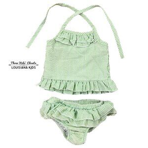 Green & White 12-18m Seersucker Bikini Swim Bathing Suit